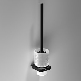 Venice Square Black Wall Mounted Toilet Brush & Holder