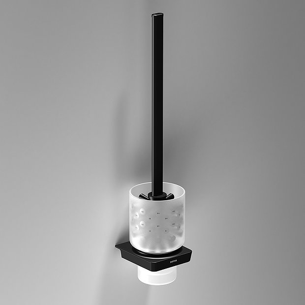 Venice Square Black Wall Mounted Toilet Brush & Holder