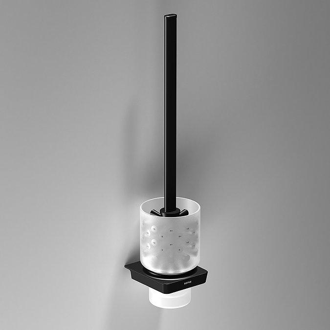 Venice Square Black Wall Mounted Toilet Brush & Holder