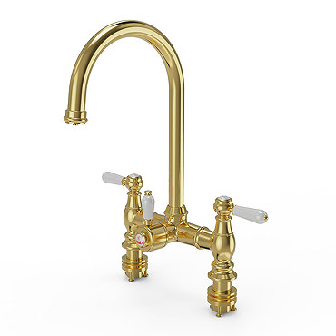Bower 3-in-1 Instant Boiling Water Tap - Traditional Bridge Brushed Brass with Boiler & Filter  Feature Large Image