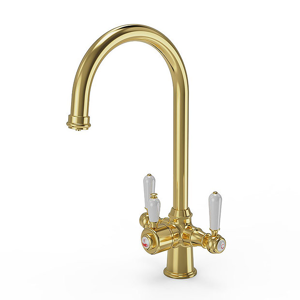 Bower 3-in-1 Instant Boiling Water Tap - Traditional Cruciform Brushed Brass with Boiler & Filter  F