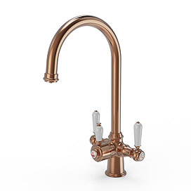Venice Traditional Crucifrom Brushed Copper 3-in-1 Instant Boiling Water Kitchen Tap with Boiler & F