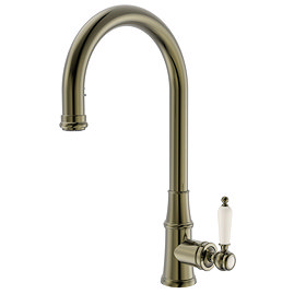 Venice Traditional Kitchen Mixer Tap with Swivel Pull Out Spout - Antique Brass