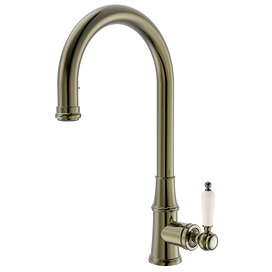 Venice Traditional Kitchen Mixer Tap with Swivel Pull Out Spout - Antique Brass
