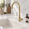 Venice Traditional Kitchen Mixer Tap with Swivel Pull Out Spout - Brushed Brass