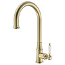 Venice Traditional Kitchen Mixer Tap with Swivel Pull Out Spout - Brushed Brass