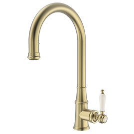 Venice Traditional Kitchen Mixer Tap with Swivel Pull Out Spout - Brushed Brass