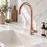 Venice Traditional Kitchen Mixer Tap with Swivel Pull Out Spout - Brushed Copper