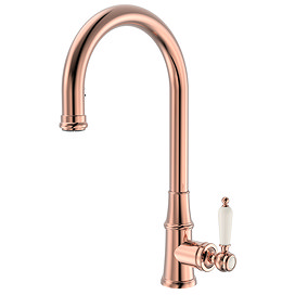 Venice Traditional Kitchen Mixer Tap with Swivel Pull Out Spout - Brushed Copper