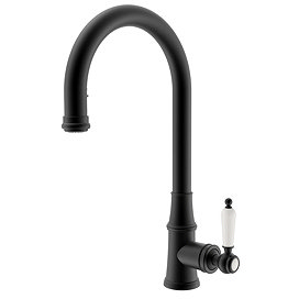 Venice Traditional Kitchen Mixer Tap with Swivel Pull Out Spout - Matt Black