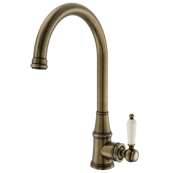 Venice Traditional Kitchen Mixer Tap with Swivel Spout - Antique Brass