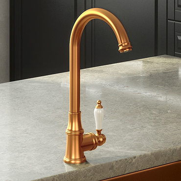 Venice Traditional Kitchen Mixer Tap with Swivel Spout - Brushed Copper  Profile Large Image