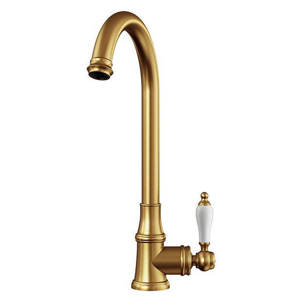 Venice Traditional Kitchen Mixer Tap with Swivel Spout - Brushed Gold Large Image