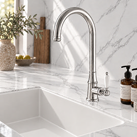 Venice Traditional Kitchen Mixer Tap with Swivel Spout - Chrome