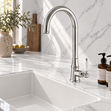 Venice Traditional Kitchen Mixer Tap with Swivel Spout - Chrome