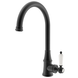 Venice Traditional Kitchen Mixer Tap with Swivel Spout - Matt Black