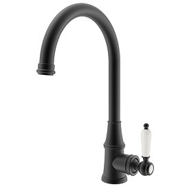 Venice Traditional Kitchen Mixer Tap with Swivel Spout - Matt Black