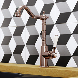 Venice Traditional Single Lever Kitchen Mixer Tap with Swivel Spout - Brushed Copper