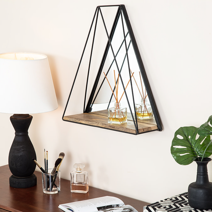 Venice Triangle Shelf Mirror - Black