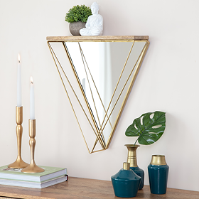 Venice Triangle Shelf Mirror - Gold