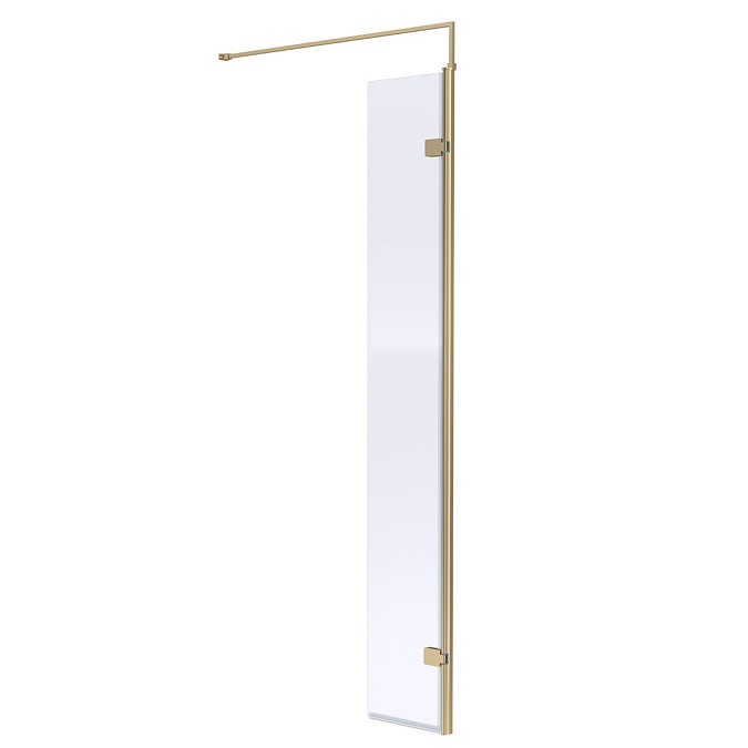 Venice W300 x H1950 Brushed Brass Wetroom Hinged Return Screen Large Image