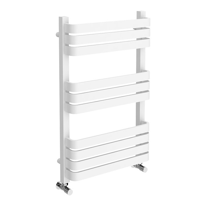 Venice White 800 x 500 Designer D-Shaped Heated Towel Rail  Profile Large Image