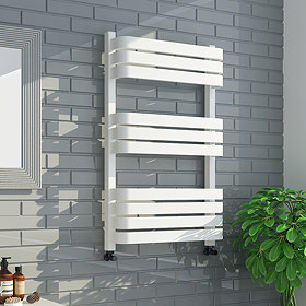 Venice White 800 x 500 Designer D-Shaped Heated Towel Rail Large Image