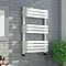 Venice White 800 x 500 Designer D-Shaped Heated Towel Rail Large Image