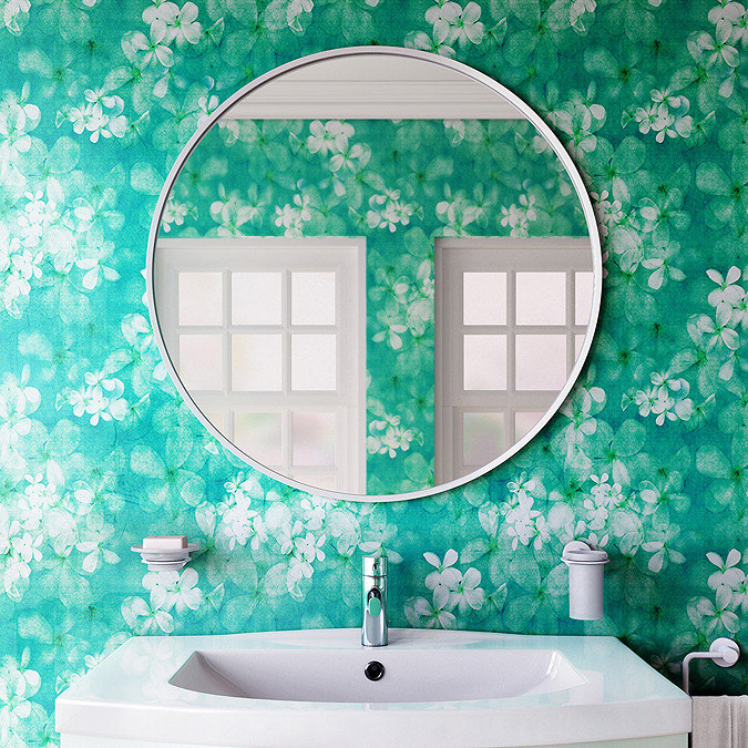 Venice White 800mm Round Mirror Feature Large Image