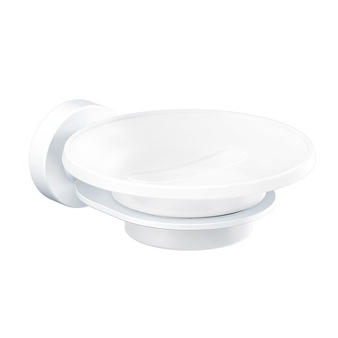 Venice White Glass Soap Dish & Holder Large Image