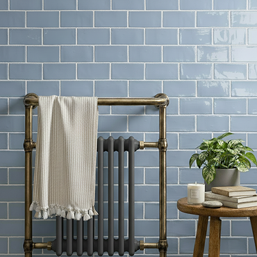 Vernon Rustic French Blue Gloss Ceramic Wall Tiles 75 x 150mm