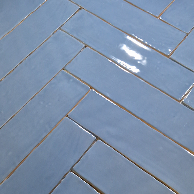Vernon Rustic French Blue Gloss Ceramic Wall Tiles 75 x 300mm