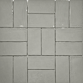 Vernon Rustic Grey Gloss Ceramic Wall Tiles 75 x 150mm