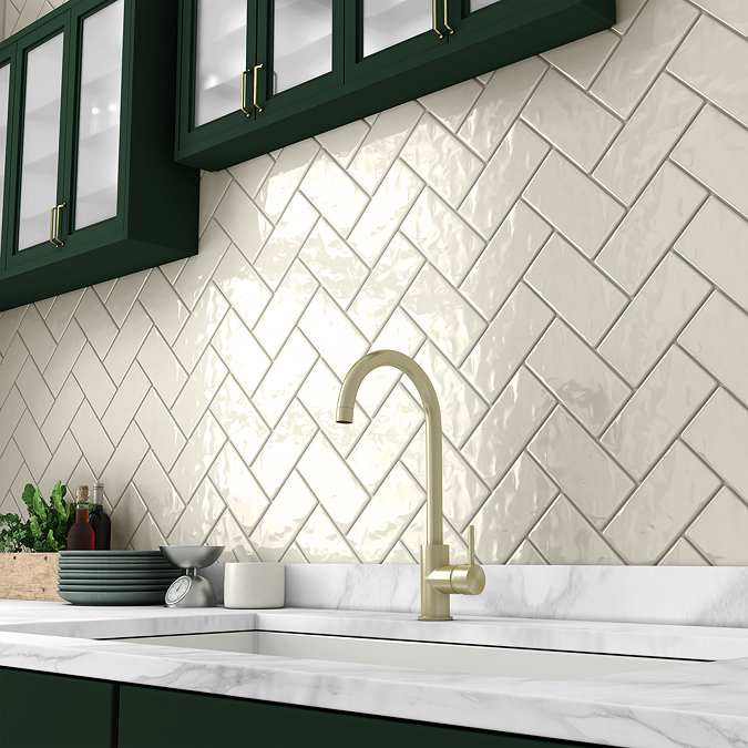 Vernon Rustic Ivory Gloss Ceramic Wall Tiles 75 x 150mm
