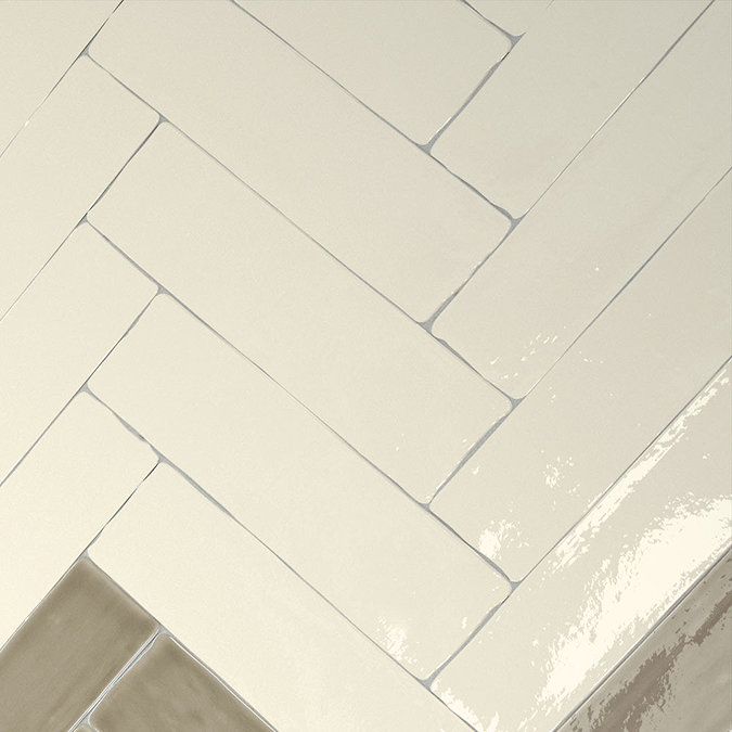 Vernon Rustic Ivory Gloss Ceramic Wall Tiles 75 x 300mm Feature Large Image