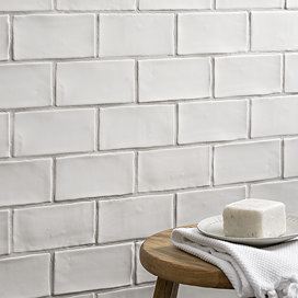 Vernon Rustic White Matt Ceramic Wall Tiles 75 x 150mm