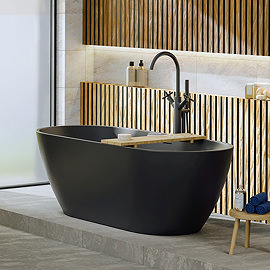 Verona 1650 x 750 Matt Black Double Ended Bath with Waste