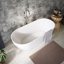 Verona 1650 x 750 Matt White Double Ended Bath with Waste