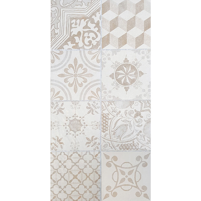 Verona Beige Encaustic Effect Wall and Floor Tiles - 255 x 510mm  Feature Large Image