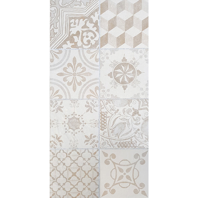 Verona Beige Encaustic Effect Wall and Floor Tiles - 255 x 510mm Feature Large Image