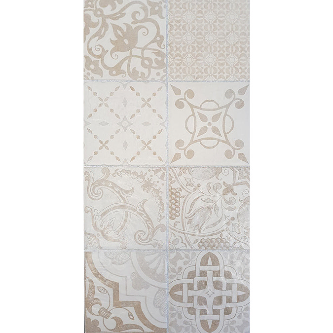 Verona Beige Encaustic Effect Wall and Floor Tiles - 255 x 510mm In Bathroom Large Image