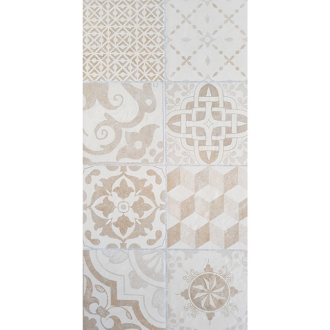 Verona Beige Encaustic Effect Wall and Floor Tiles - 255 x 510mm  Newest Large Image