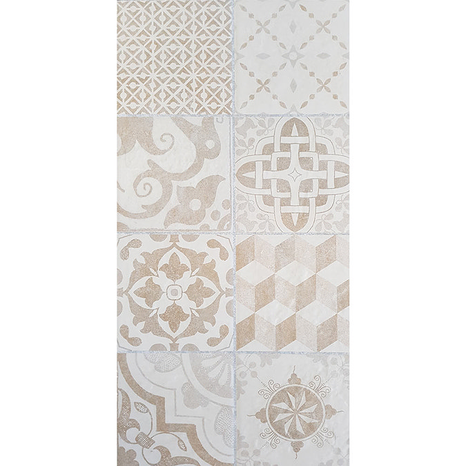 Verona Beige Encaustic Effect Wall and Floor Tiles - 255 x 510mm Newest Large Image