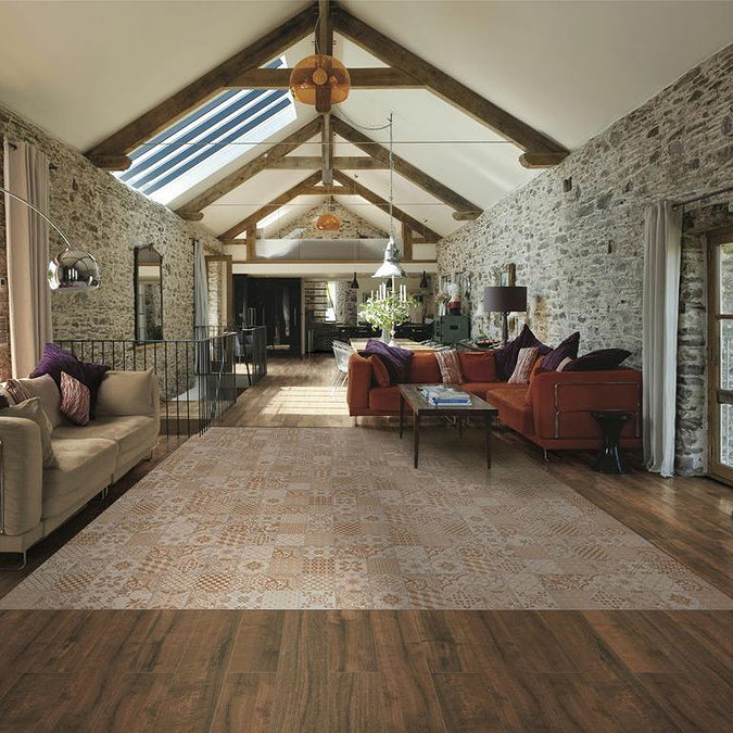 Verona Beige Encaustic Effect Wall and Floor Tiles - 255 x 510mm Profile Large Image