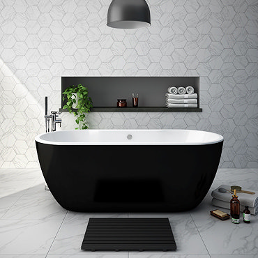 Verona Black Freestanding Modern Bath  Profile Large Image