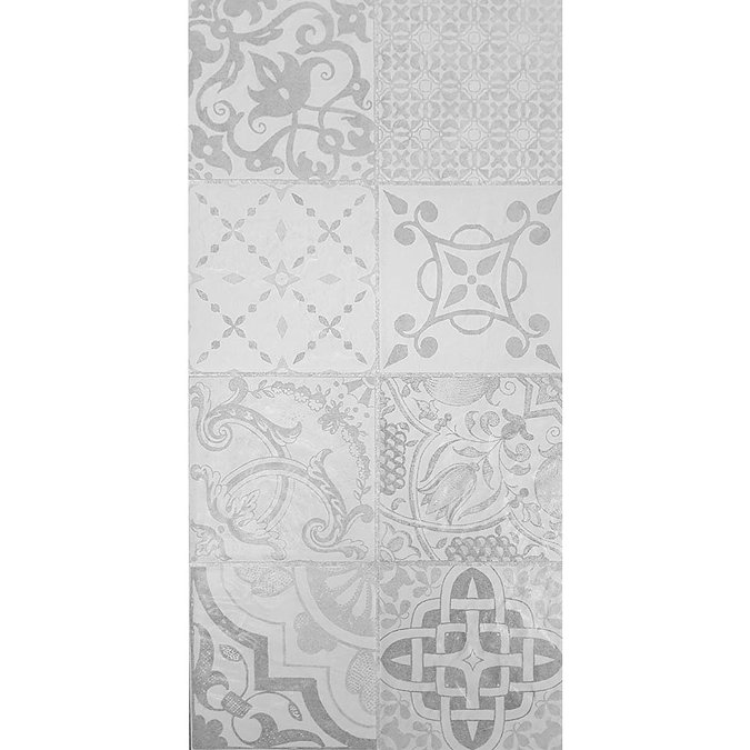 Verona Grey Encaustic Effect Wall and Floor Tiles - 255 x 510mm  Standard Large Image