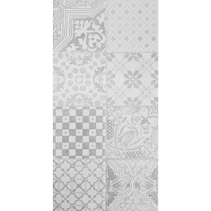 Verona Grey Encaustic Effect Wall and Floor Tiles - 255 x 510mm In Bathroom Large Image