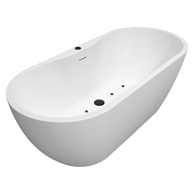Verona Whirlpool Freestanding Bath with Matt Black 12 Jet Airspa System