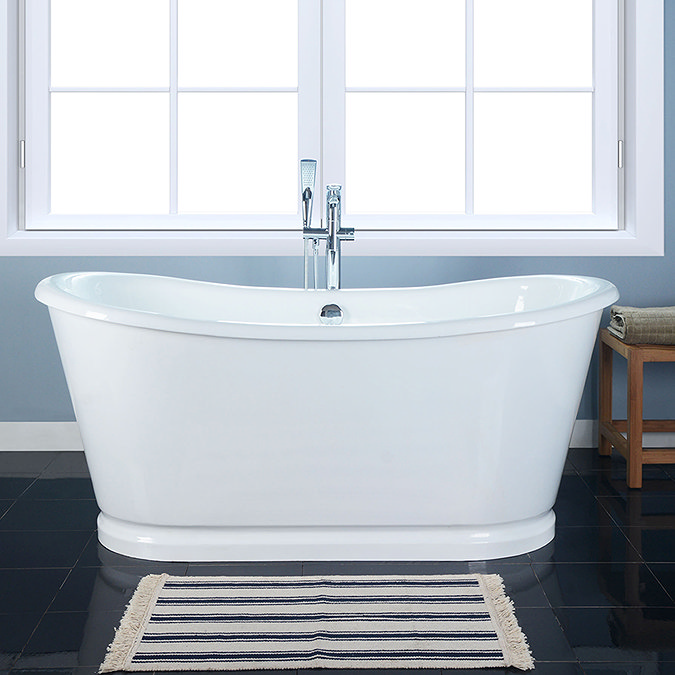 Versailles 1680 x 720mm Roll Top Cast Iron Bateau Bath Profile Large Image