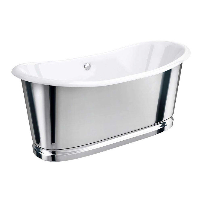 Versailles 1680 x 735mm Roll Top Cast Iron Mirror-Finish Bateau Bath Profile Large Image